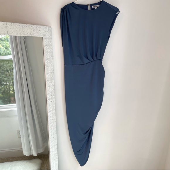 Veronica Beard Blue Merrith Fluid Jersey Knit Asymmetrical Dress - Picture 8 of 16